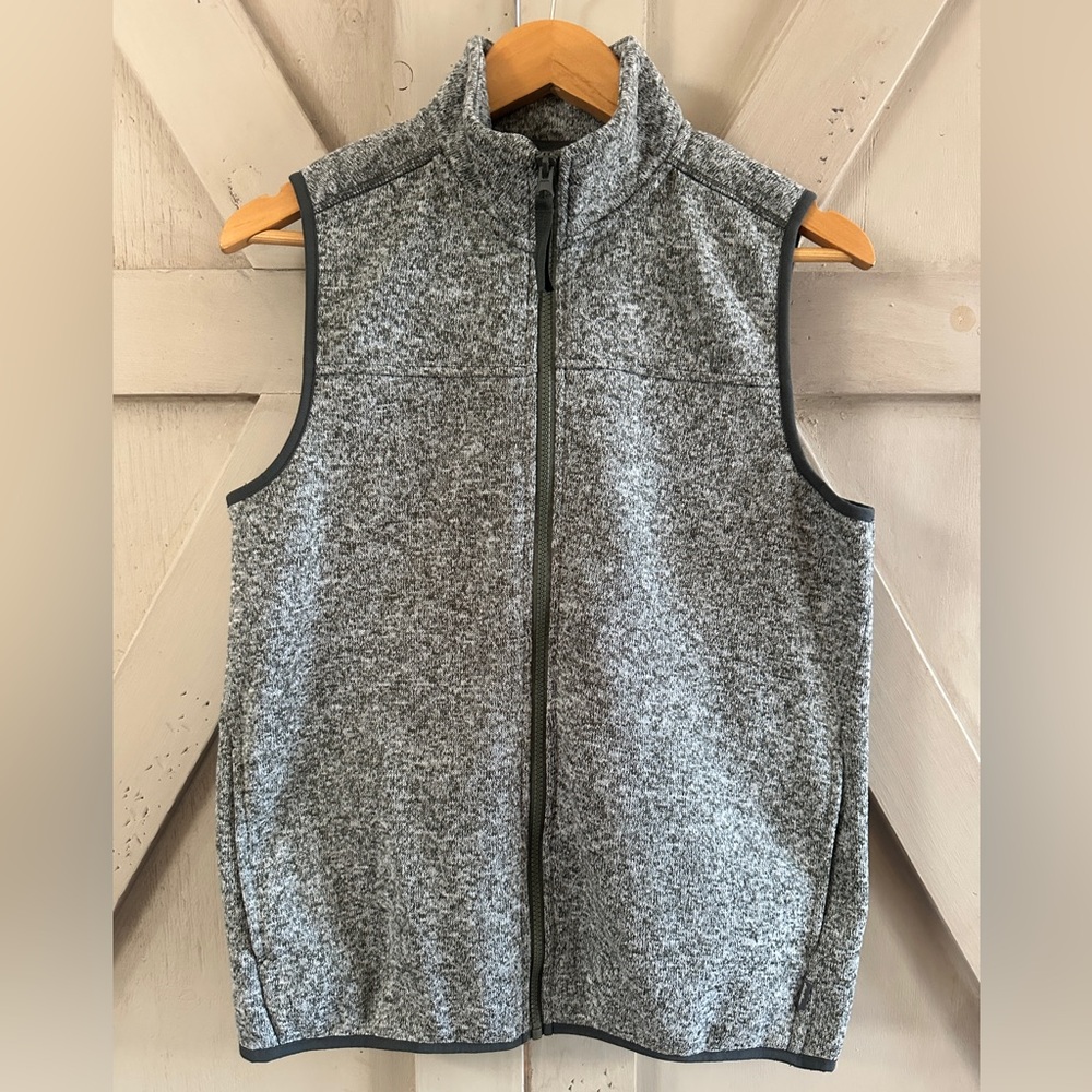 Eddie Bauer Women’s Medium Gray Full Zip Fleece Sweater Vest Heathered Casual